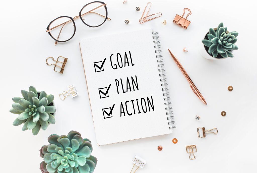 Content marketing campaign checklist with goal, plan and action